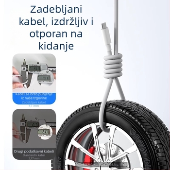 USB-C kabel za brzo punjenje 120W za VIVO/iQOO 11 Pro i 11s, duljina 1–2 m, bijela