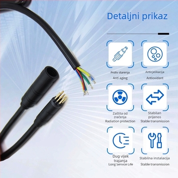 Vodootporan motorni kabel za električna vozila, 9 jezgri, 3+6P, visokoučinkoviti bakreni vodič, duljina 100 mm