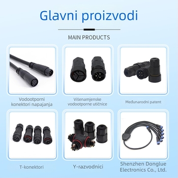Vodootporan motorni kabel za električna vozila, 9 jezgri, 3+6P, visokoučinkoviti bakreni vodič, duljina 100 mm