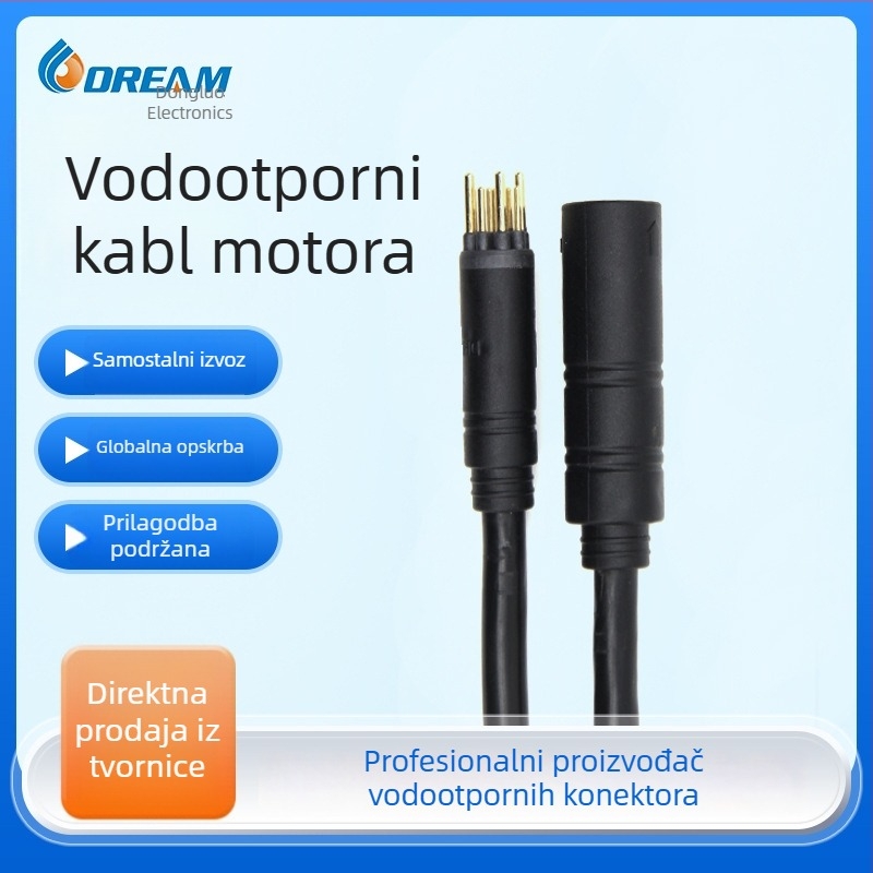 Vodootporan motorni kabel za električna vozila, 9 jezgri, 3+6P, visokoučinkoviti bakreni vodič, duljina 100 mm