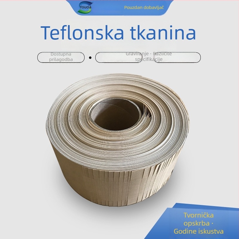 PTFE tkanina izolacijska traka, jednostrana, žuta; prilagodljiva duljina i širina (1000-4200 mm), debljina 0,05-1,2 mm