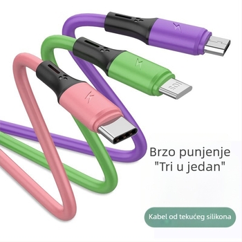 PVC produženi kabel tri u jedan za punjenje s Lightning, Micro USB i USB-C, duljina 0,5–1 m, brzo punjenje, 3A podatkovni kabel