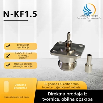 RF koaksijalni konektor N-KF1.5, četiri otvora flange ploča, crimp adapter RG316 RG174 kabeli