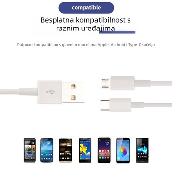 Kabel za brzo punjenje i prijenos podataka za iPhone 13 s Lightning i Type-C priključcima, kompatibilan s Apple X/12/11 XR/Android