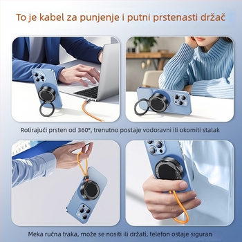 Pifan 2025 višenamjenski kabel za punjenje i prijenos podataka, držač za telefon i prsten držač, četiri u jednom, kompatibilno s Apple i Huawei