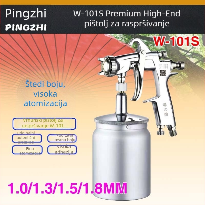 Pingzhi W-71/W101/W77 pištolj za prskanje s dvostrukim posudama za bojanje automobila i namještaja, visoka atomizacija