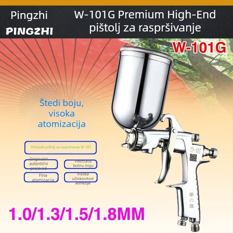 Pingzhi W-71/W101/W77 pištolj za prskanje s dvostrukim posudama za bojanje automobila i namještaja, visoka atomizacija