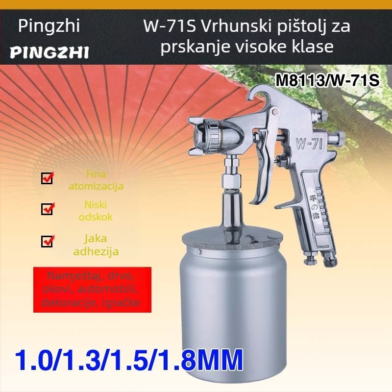 Pingzhi W-71/W101/W77 pištolj za prskanje s dvostrukim posudama za bojanje automobila i namještaja, visoka atomizacija