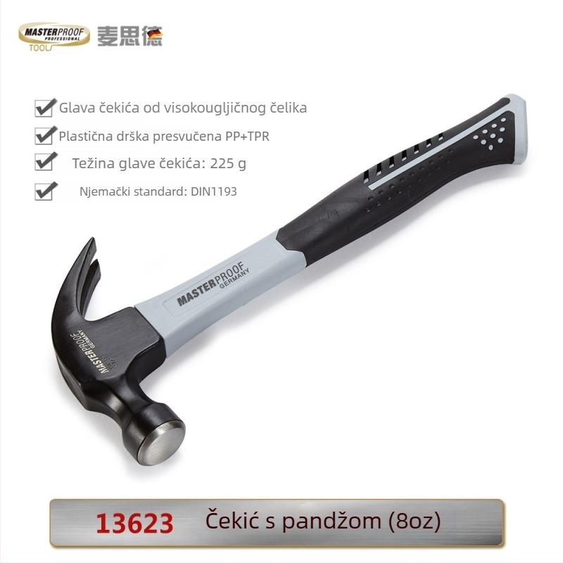 Myside MASTERPROOF Claw Hammer – Nail and Woodworking Hammer with Fiber Handle, Explosion-Proof, Right-Angle, Compact