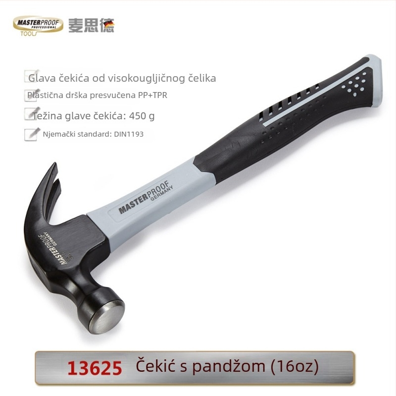 Myside MASTERPROOF Claw Hammer – Nail and Woodworking Hammer with Fiber Handle, Explosion-Proof, Right-Angle, Compact