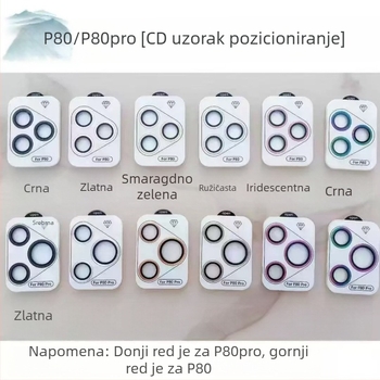 Zaštitni film za objektiv kamere od kaljenog stakla za Huawei P80 Pro, HD, otporan na padove, Eagle Eye podijeljeni dizajn objektiva, CD uzorak
