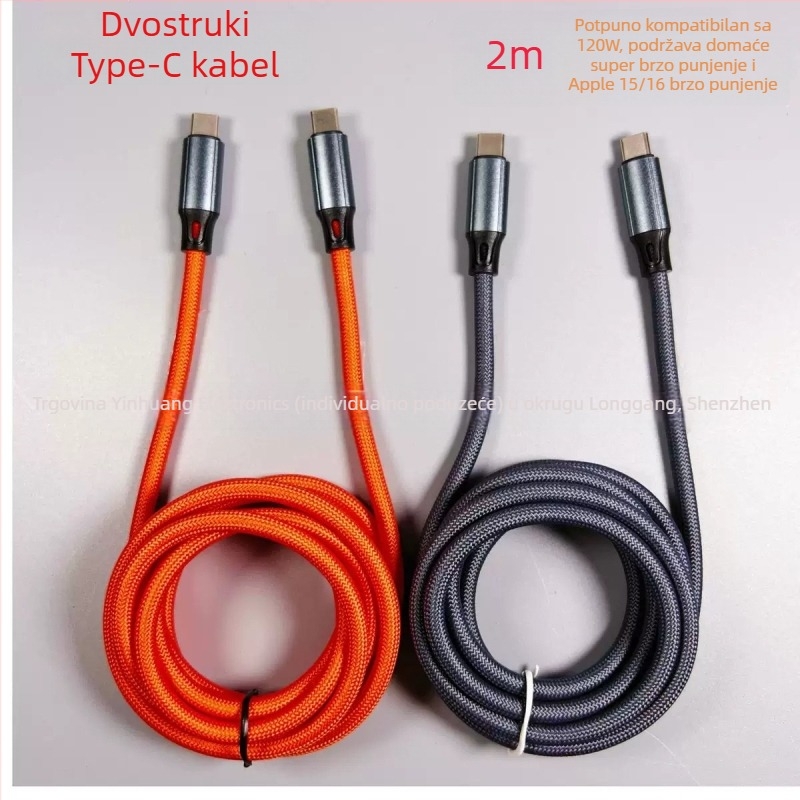 2 m debeli najlonski kabel za brzo punjenje PD20W, Lightning priključak, kompatibilan s iPhone 12/13/14 Pro Max, veleprodaja