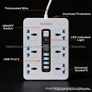 USB višenamjenski produžni blok s UK/US/EU standardima za stolnu upotrebu