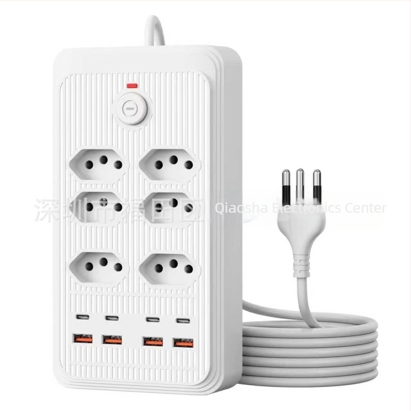 Brazilanski produžni kabel s više utičnica i USB priključcima, dugi kabel, utičnica prema brazilskom standardu za kuću i ured