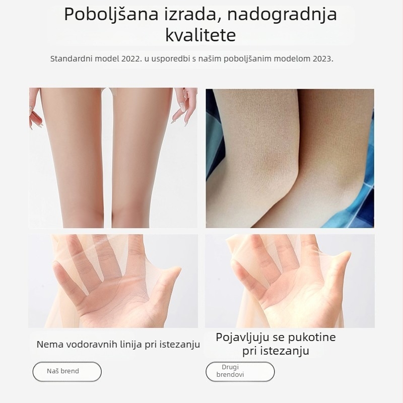Ženske ultra-tanke prozirne hulje 0D, mogu se rezati, nevidljiv izgled na nogama, ojačani prepona, protuklizno