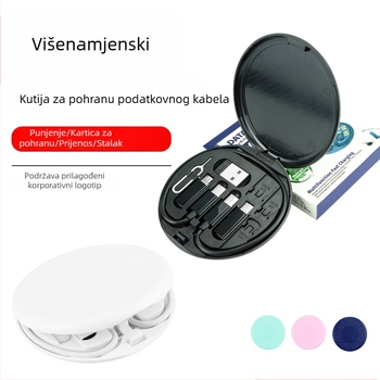 60W brzo punjenje višefunkcijski kabel s PD-om, pet-u-jednom držač za telefon i prijenosna kutija za pohranu kabela