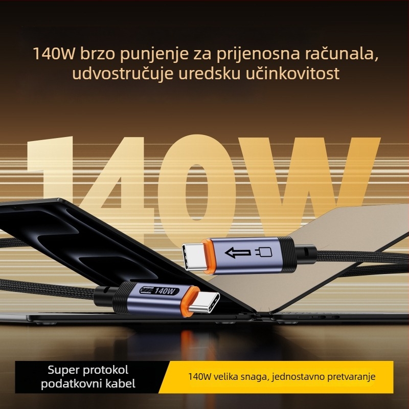 USB-C podatkovni kabel 140W s punim protokolom, brzo punjenje za Huawei, Oppo i Xiaomi