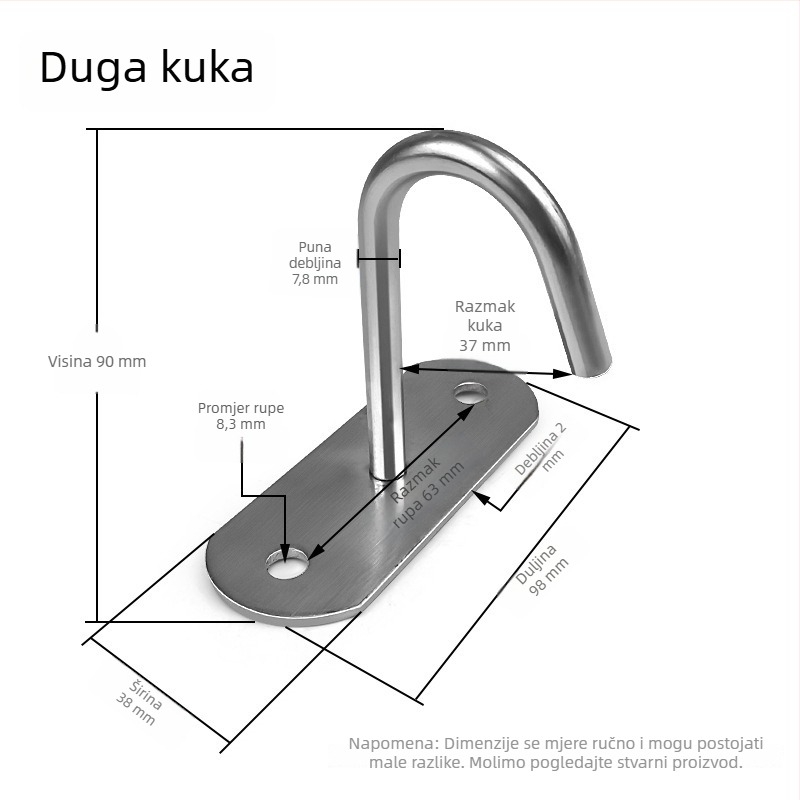 Kuka za stropni ventilator, metalna kuka, montažna kuka, U-oblik proširna kuka