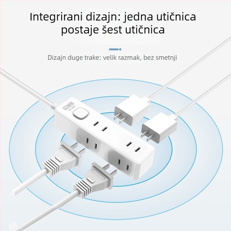 Qingfeng produžni utikač s kabelom duljine 1,5 m, 6 utičnica