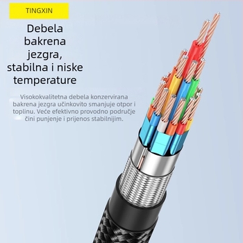 Kabel za podatke 3 u 1 s brzim punjenjem, s Mini USB, Micro USB i USB-C priključcima; duljina 1–2 m; aluminijska legura; crna.