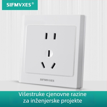 Dvostruki stenski prekidač i utičnica, jednostrano upravljanje, inženjerski model, tip 86 s čeličnom prednjom pločom