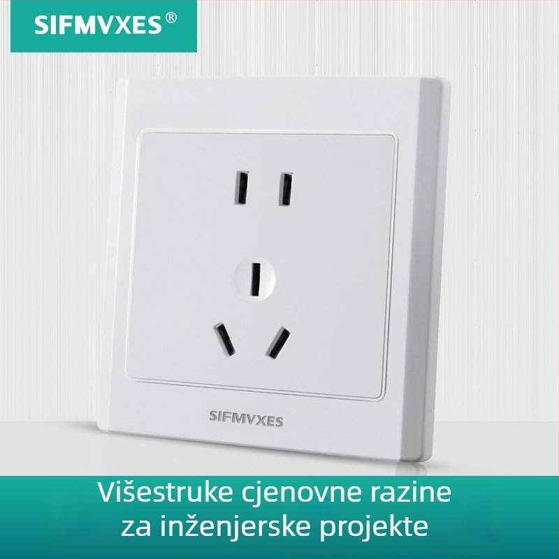 Dvostruki stenski prekidač i utičnica, jednostrano upravljanje, inženjerski model, tip 86 s čeličnom prednjom pločom