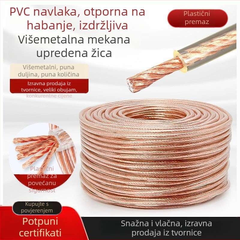 Prozirni plastično premazani visokovoltni uzemljivački kabel s gumom premazanim metalnim vodičem, izolirani kabel 2,5/4/10 mm²