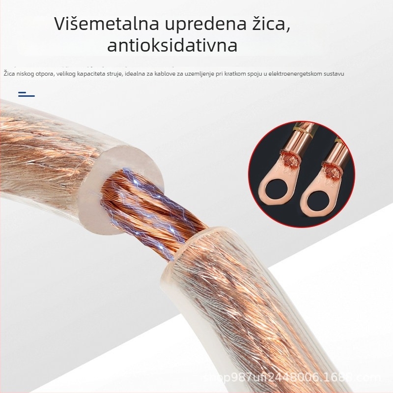 Prozirni plastično premazani visokovoltni uzemljivački kabel s gumom premazanim metalnim vodičem, izolirani kabel 2,5/4/10 mm²