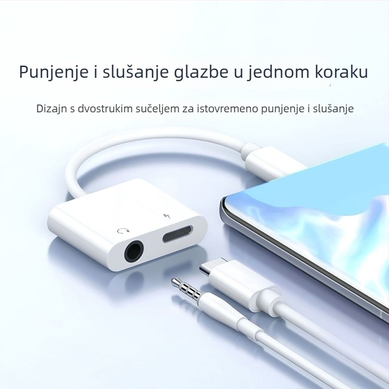 2-u-1 USB-C na 3,5 mm audio adapter, brzo punjenje, visoka kompatibilnost, kompatibilan s Apple, Huawei, Xiaomi, Samsung, Oppo, Vivo