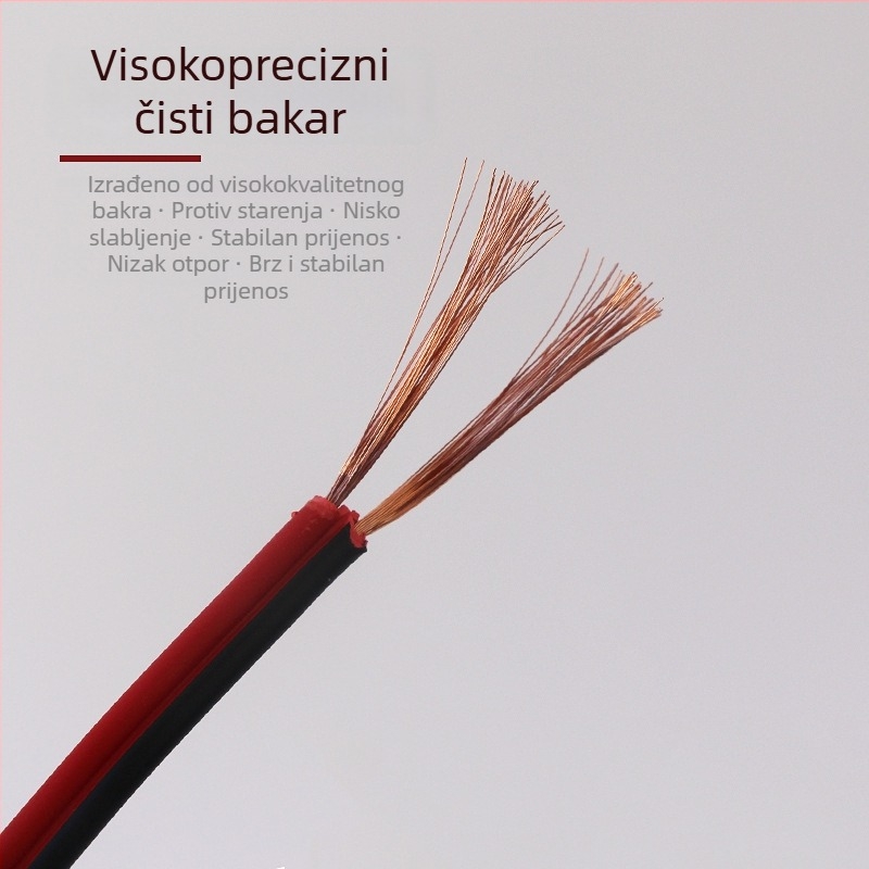 Kabel sa dva vodiča 0.5-2.5 mm², bezoksidni bakar, crveno-crni, za napajanje nadzornog sustava, čisto bakar, paralelni dvostruki kabel