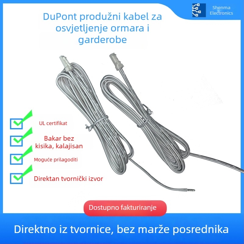 DuPont 2,54 mm terminalni kabel za LED traku, za osvjetljenje ormara, 2-pinski muški i ženski konektor, produžni kabel za LED traku, čisto bakar
