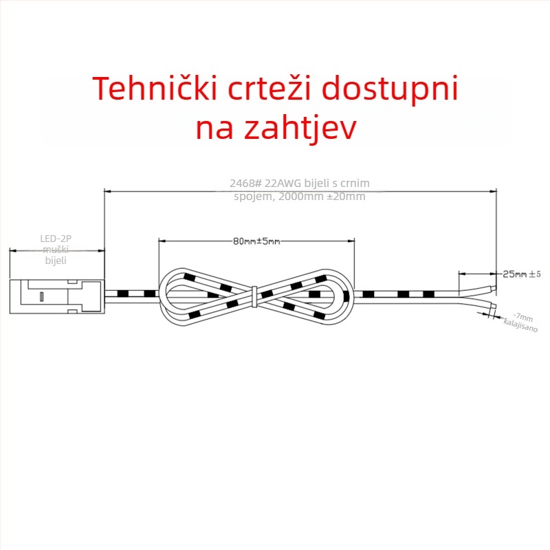 DuPont 2,54 mm terminalni kabel za LED traku, za osvjetljenje ormara, 2-pinski muški i ženski konektor, produžni kabel za LED traku, čisto bakar