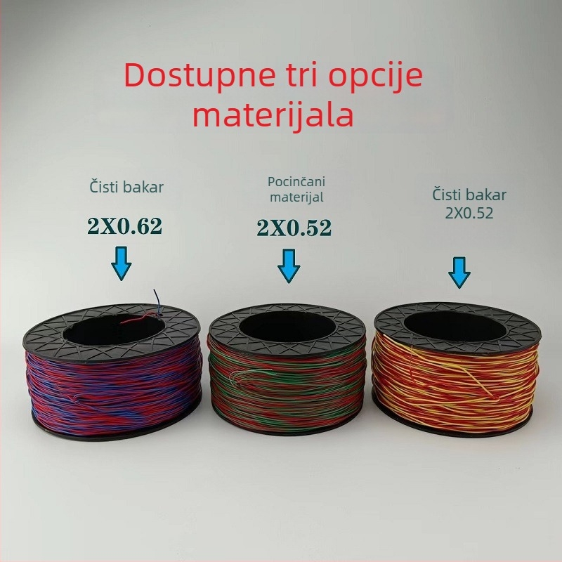 Bakrena jezgra vodila 0.52/0.62 mm, dvostruko pocinčana željezna žica i produžni kabel za rudarske tunele, rola 200 m