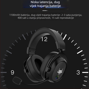 Bluetooth gaming slušalice s visokokvalitetnim zvukom, preko uha, udobne za dugo nošenje.