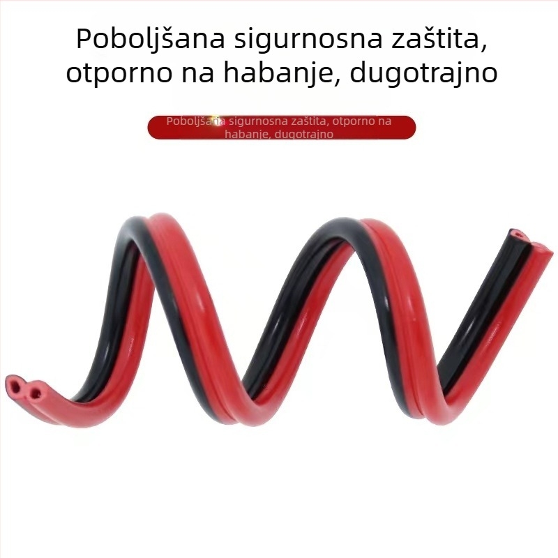 Crveno-crni kabel od čistog bakra RVB2, dvostruki paralelni vodiči za reklamne ploče, presjeci 0,5/0,75/1/1,5/2,5 mm²