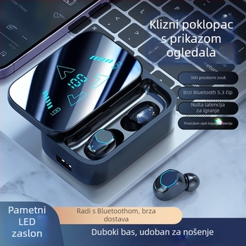 M48 Bluetooth in-ear slušalice s digitalnim zaslonom, ultra dugi vijek baterije, velik kapacitet, za glazbu i igre, TWS
