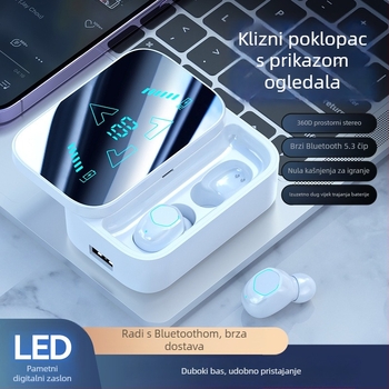M48 Bluetooth in-ear slušalice s digitalnim zaslonom, ultra dugi vijek baterije, velik kapacitet, za glazbu i igre, TWS