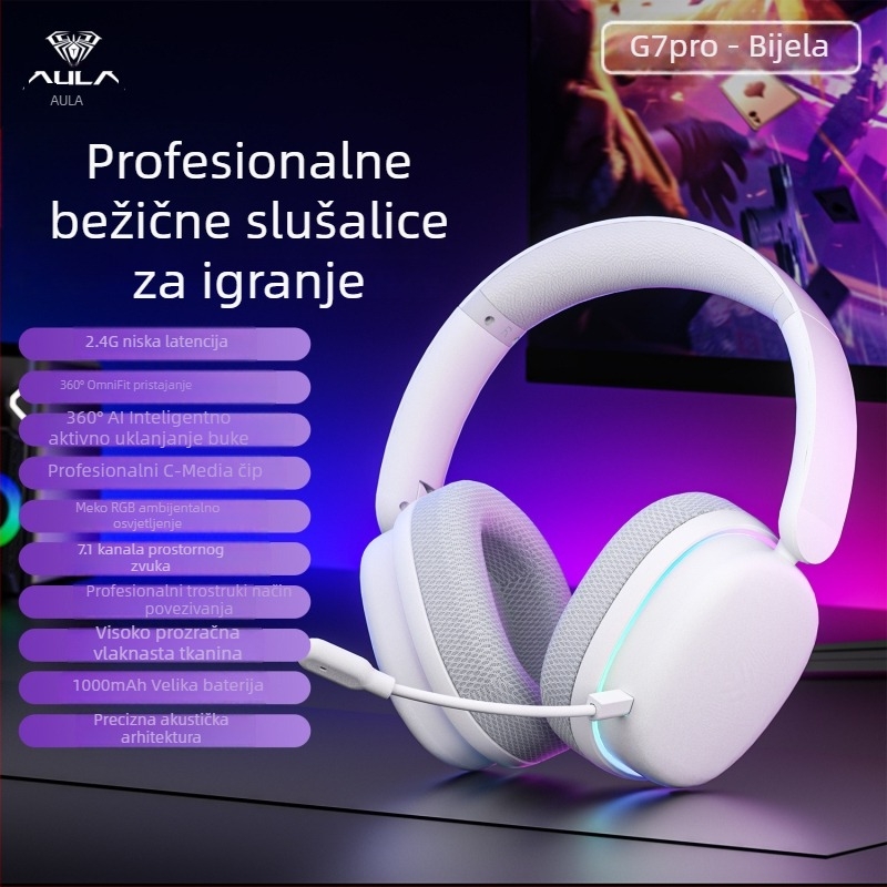Wolf Spider G7Pro bežične slušalice s Bluetoothom, tri načina redukcije šuma, visokokvalitetan zvuk i mikrofon, niska latencija za igranje