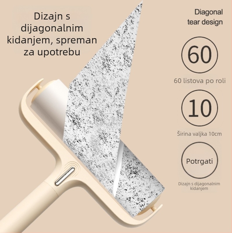 Plastična rolna za uklanjanje dlaka s papirnatim listićima, za odjeću i dlake kućnih ljubimaca, prošireni alat za čišćenje