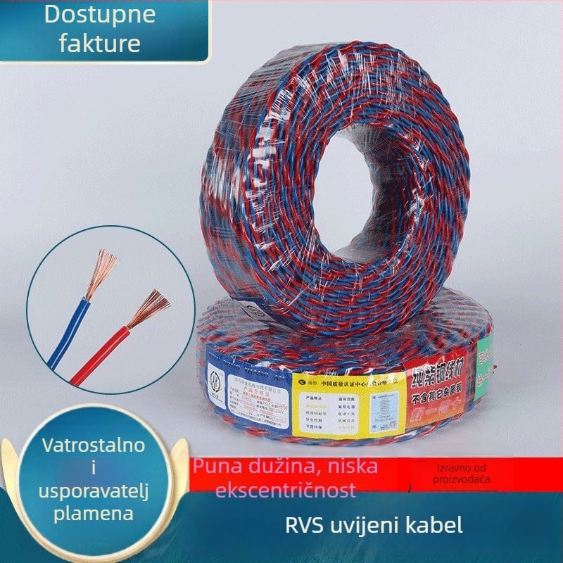 Kućni otporno na vatru kabel s bakrenim jezgrom, dvostruki vodič, presjek 1,5 mm² i 2,5 mm², ZR-RVS