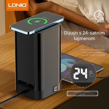 Stojeći toranjski produžni kabel s britanskim utičnicama, bežično punjenje, PD brzo punjenje, 4 USB porta