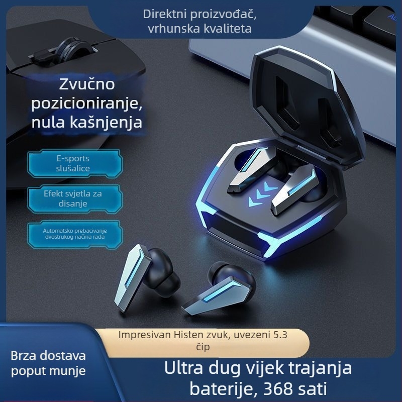 Gaming Bluetooth slušalice za uši s niskom latencijom, redukcijom buke, kompaktni mini dizajn, in-ear