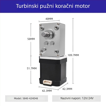 42-koracijski samouzamacajući DC reduktor motor s mikro regulacijom brzine, 5840 turbinski vretenasti prijenos s elektromagnetnom kočnicom, visok moment