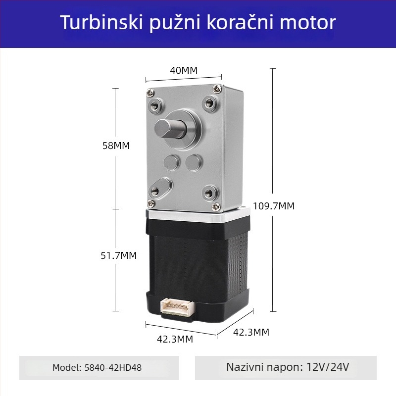 42-koracijski samouzamacajući DC reduktor motor s mikro regulacijom brzine, 5840 turbinski vretenasti prijenos s elektromagnetnom kočnicom, visok moment