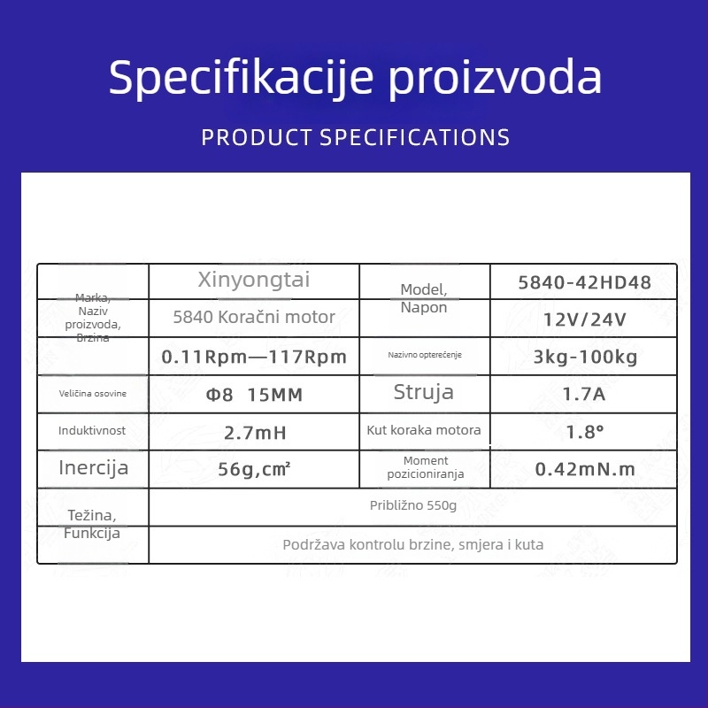 42-koracijski samouzamacajući DC reduktor motor s mikro regulacijom brzine, 5840 turbinski vretenasti prijenos s elektromagnetnom kočnicom, visok moment