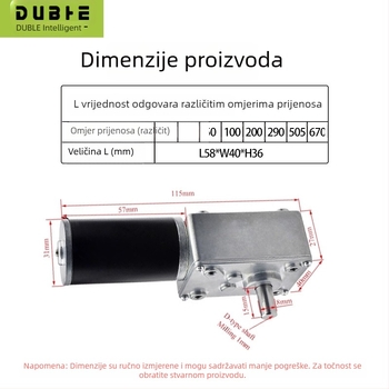 5840-31ZY DC motor s reduktorom vretenastog tipa, 12–24V regulacija brzine, samoblokirajući prijenos, visok moment, dvostruki osovinski motor