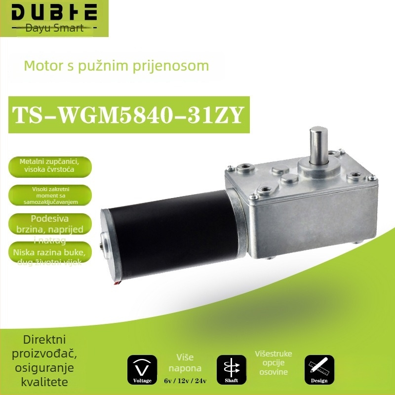 5840-31ZY DC motor s reduktorom vretenastog tipa, 12–24V regulacija brzine, samoblokirajući prijenos, visok moment, dvostruki osovinski motor
