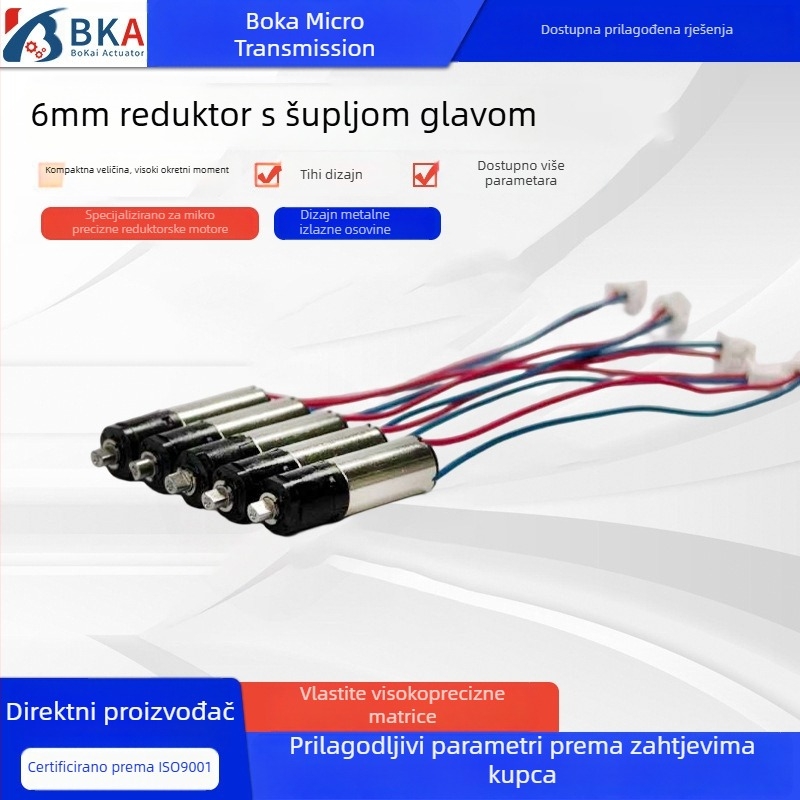 6 mm šuplji zupčasti motor s metalnom glavom za AI kućnog ljubimca – stolni mikrorobot-prijatelj