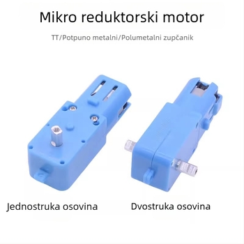 TT DC zupčasti motor, 3V-6V, četveroključni pogon za robota-automobil s gumijastim kotačima i metalnom zupčanicom