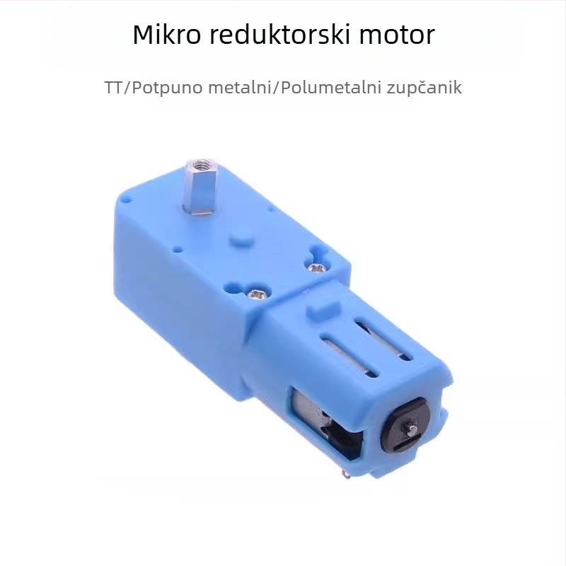 TT DC zupčasti motor, 3V-6V, četveroključni pogon za robota-automobil s gumijastim kotačima i metalnom zupčanicom